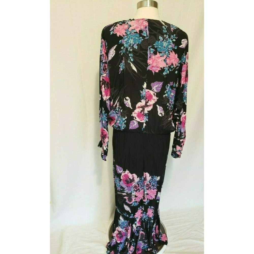 Vintage Black Floral Maxi Dress - Picture 5 of 7